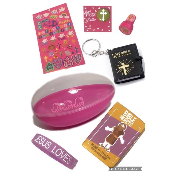 Christian Easter Egg Gift for Girl | Pink Jumbo Pre-Filled Religious Easter Egg - Picture 4 of 5